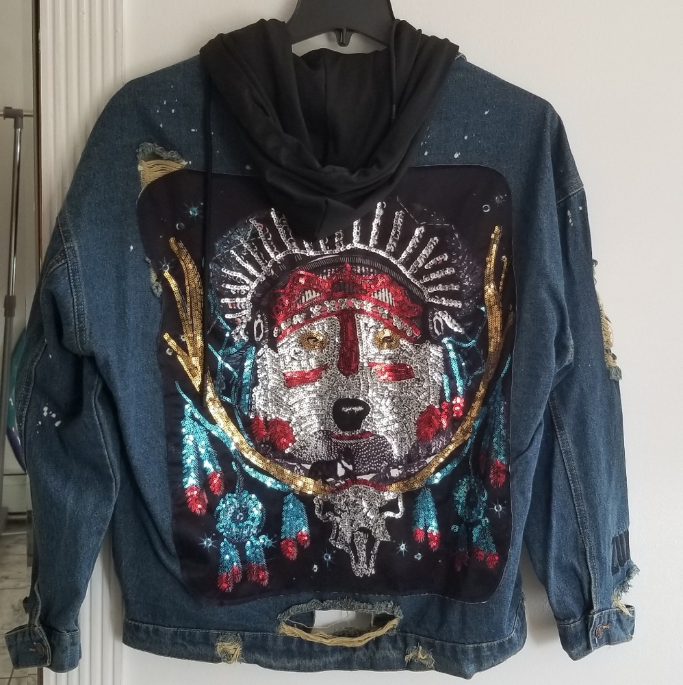 Final sale sequin Denim Jacket